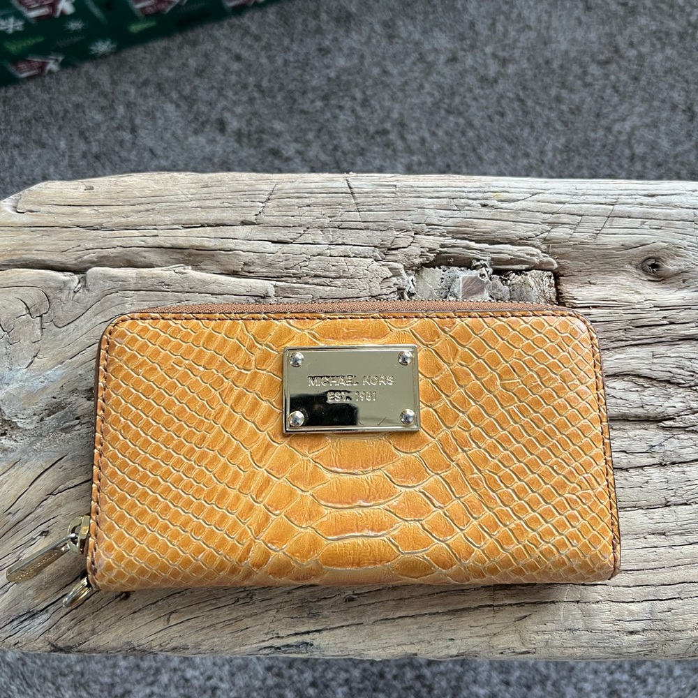 Michael Kors Women's Crocodile Embossed Leather Ziparound Wallet